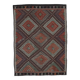 Tapis kilim en laine fait main vert et bordeaux 7x10, 220x296 cm