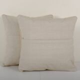 Turkish handwoven unique white hemp kilim pillow covers