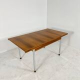 Extendable Vintage teak diningtable with Chrome legs by Alfred Hendrickx Belform