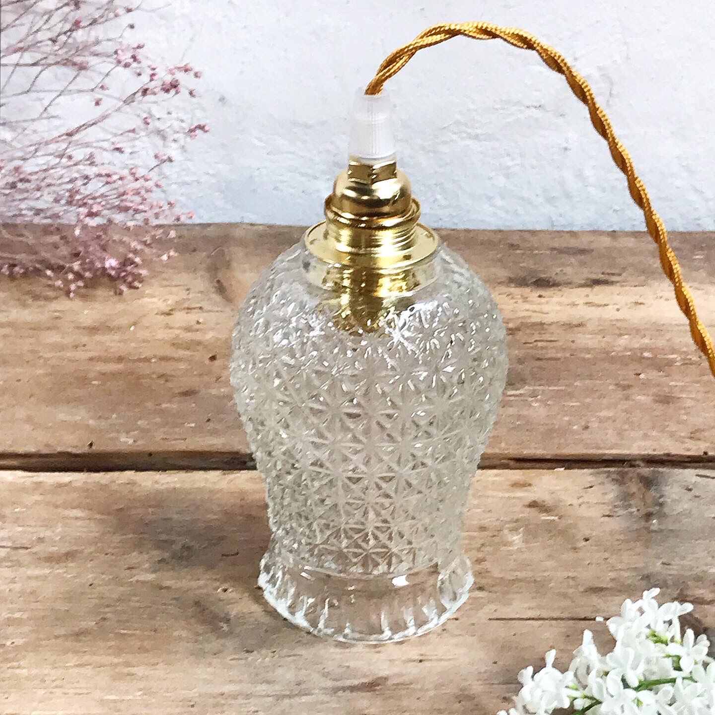 Vintage glass hanging lamp
