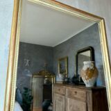 Miroir ancien perlé feuille d’or