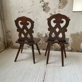Pair of brutalist Alsatian mountain chairs 19th