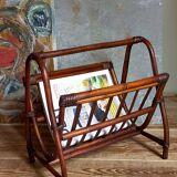 Vintage 1960s rattan magazine holder