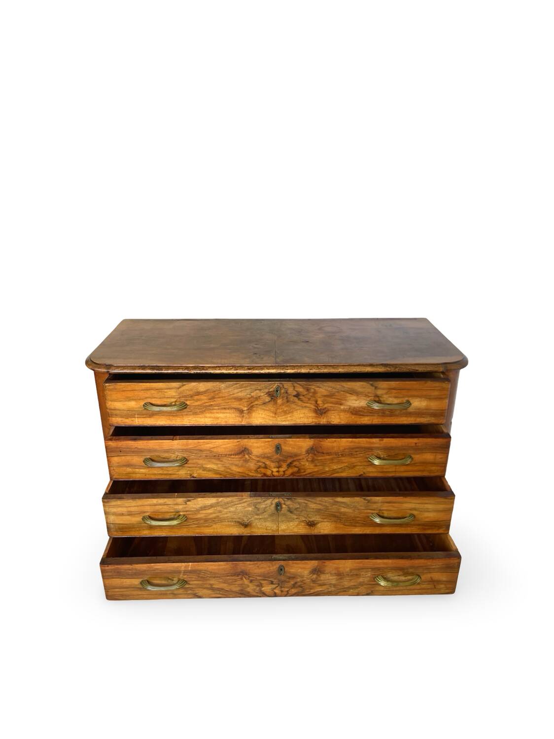 Italian art deco burl walnut chest of drawers, 1930s/1940s