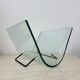 Porte-revues post-moderne en verre courbé Fiam Italy, années 1980