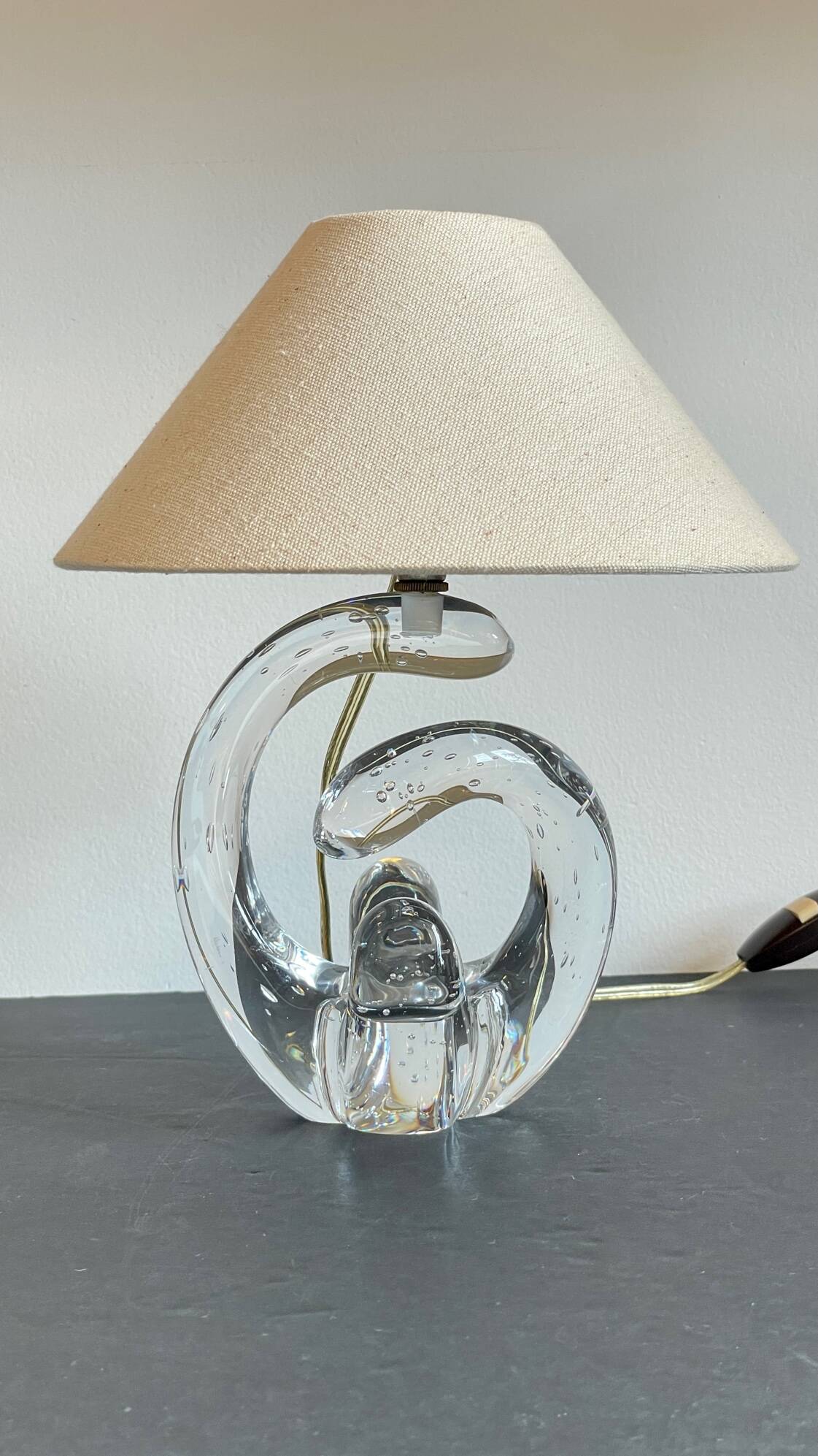 Lampe cristal art déco gravée Paris France
