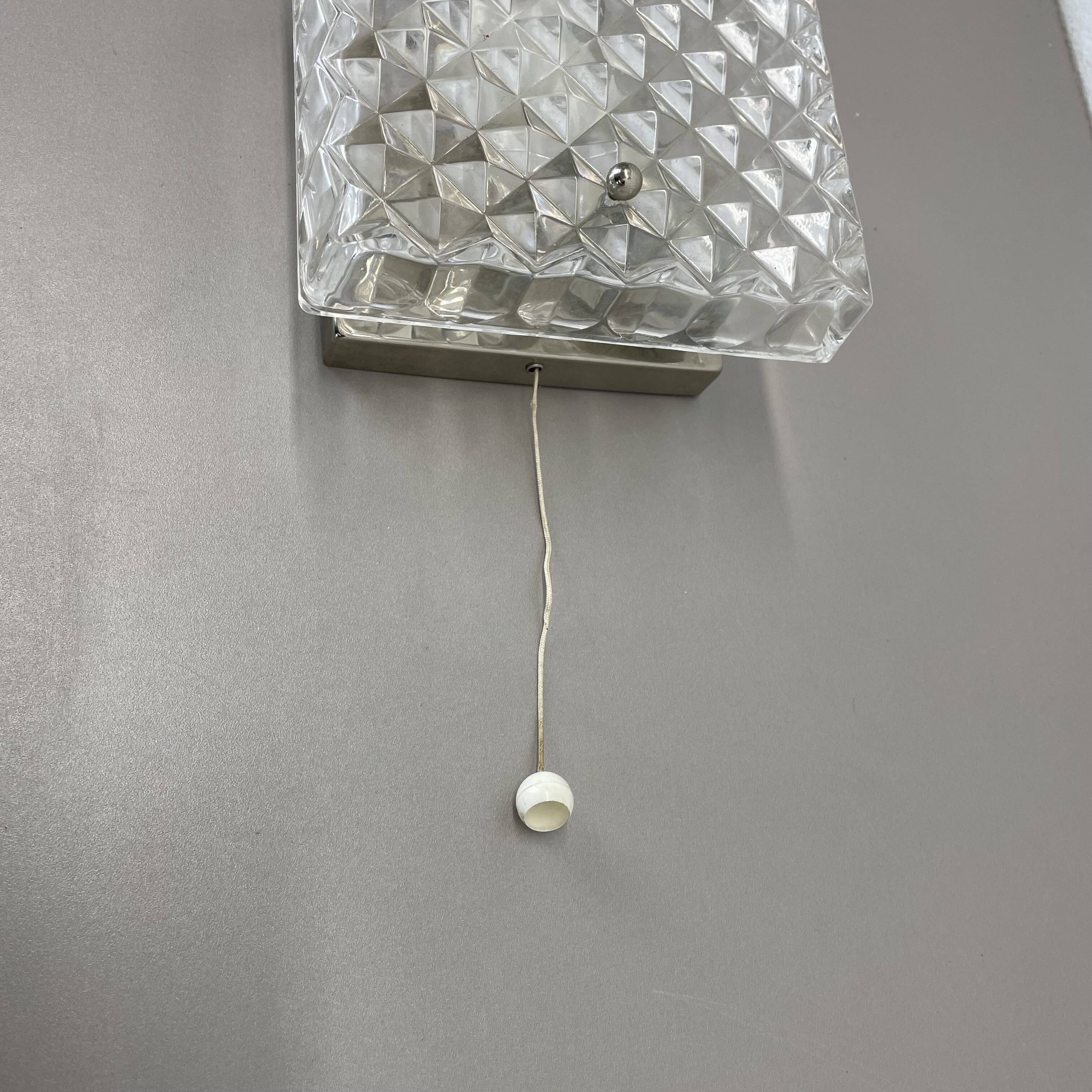 Small Cubic Textured Glass Wall Light in the Style of Orrefors, Germany, 1970s