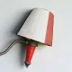Tripod floor lamp in oak and brass, three lights