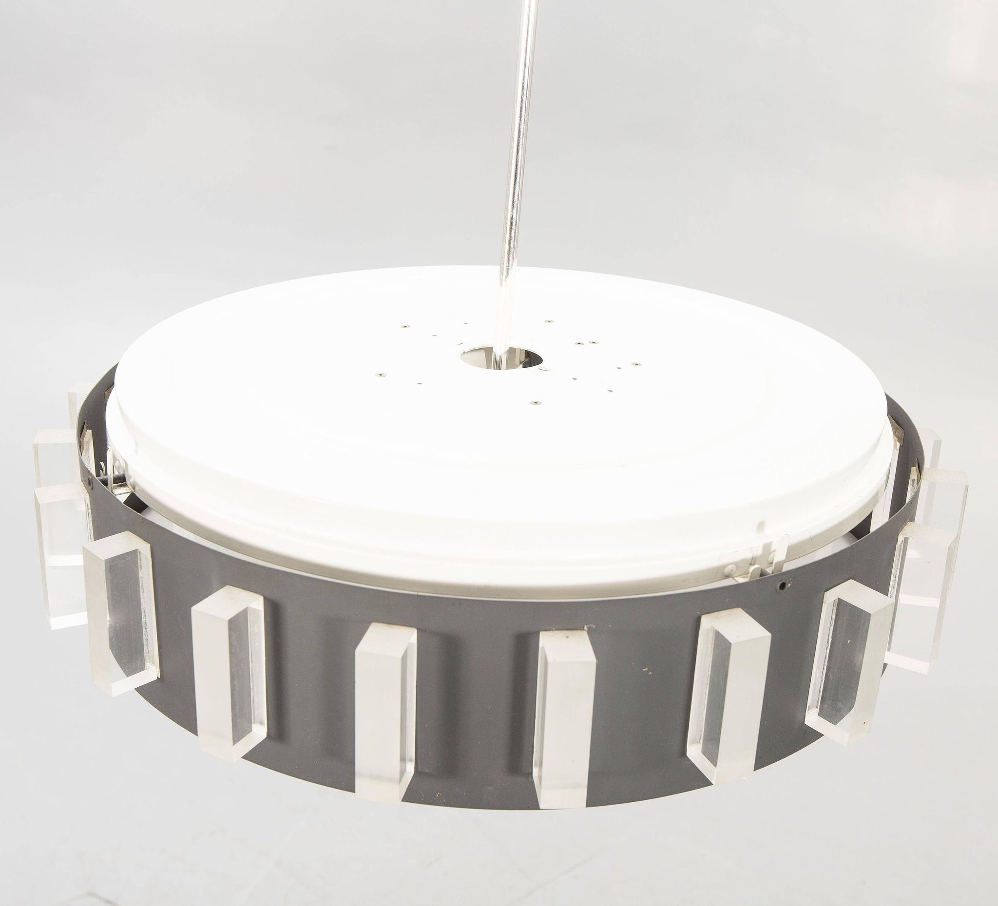 Metal and plexiglass ceiling light Anonymous Sweden 1970