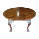 Nineteenth round table in carved mahogany with extension Ø 133 cm