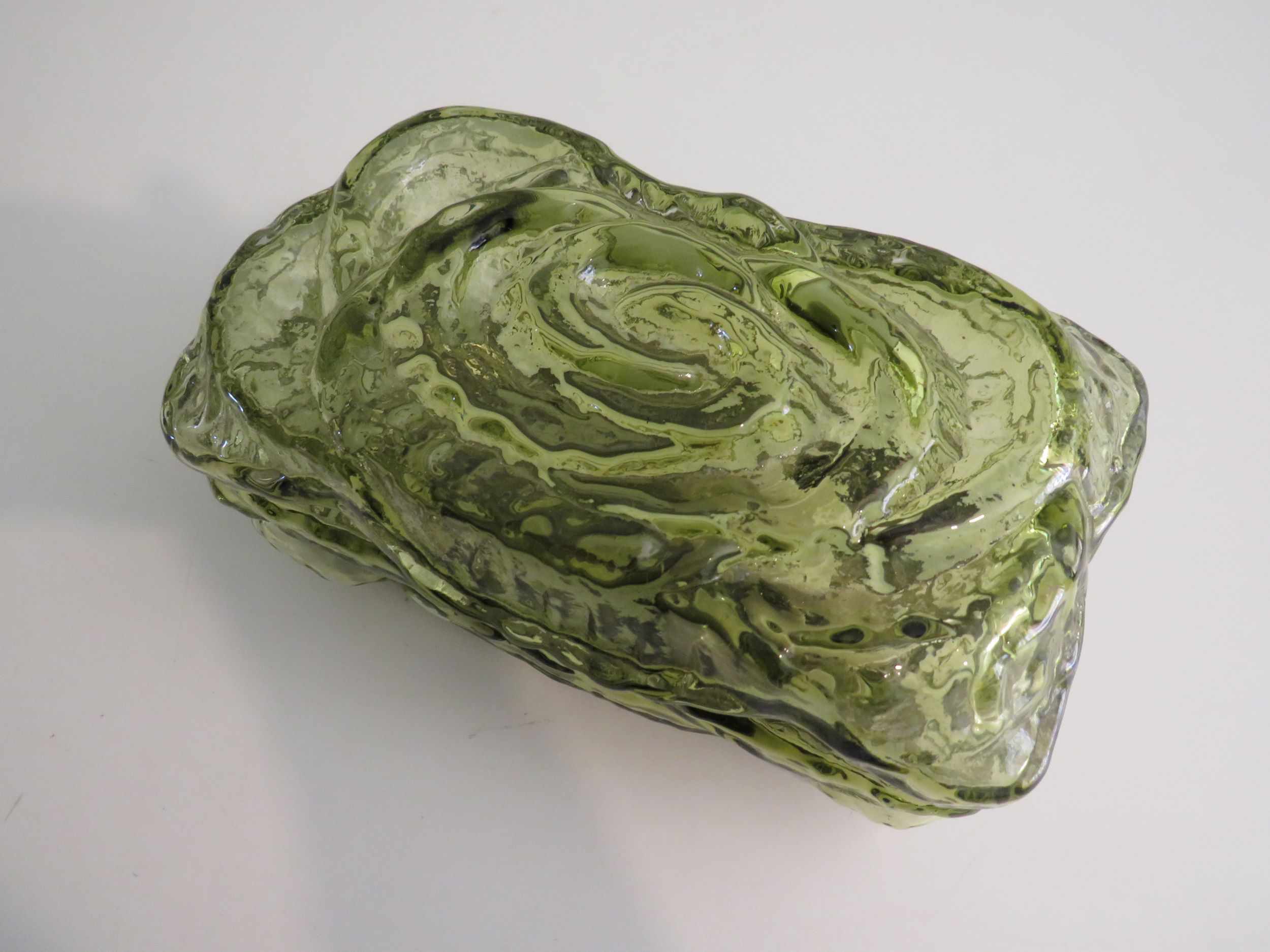 Mid-century brutalist green glass wall lamp by Erco, Germany 1960-1970.Model 54048.