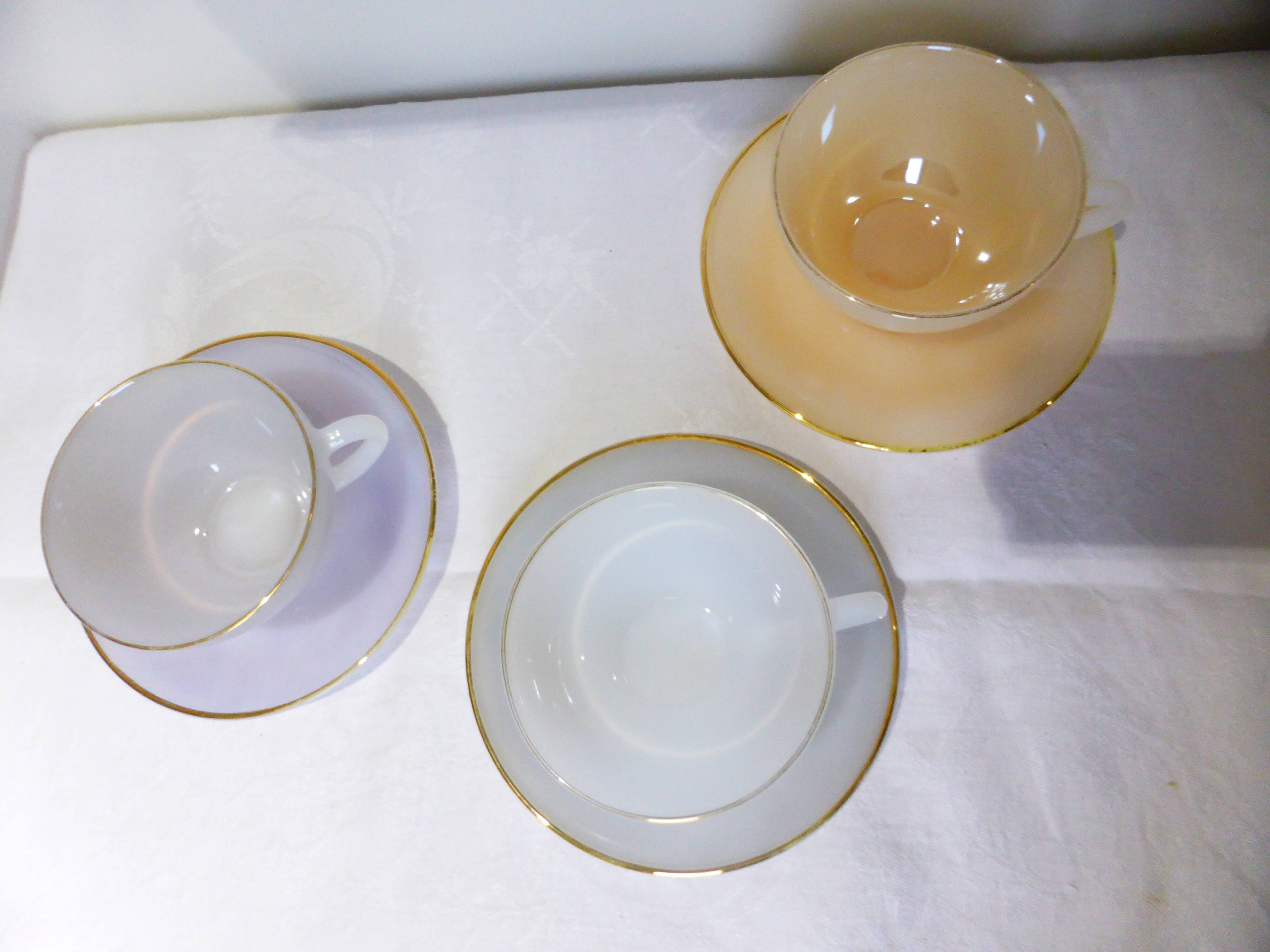 3 vintage Harlequin tea or chocolate cups and saucers 211291