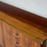 Violetta sideboard/chest of drawers in walnut and mahogany, Piotrkowskie Fabryki Mebli, Poland, 1960.