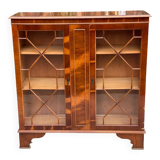 English display cabinet in glossy lacquered marquetry wood