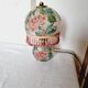 Lampe antique en opaline peinte à la main par Annick Naudy