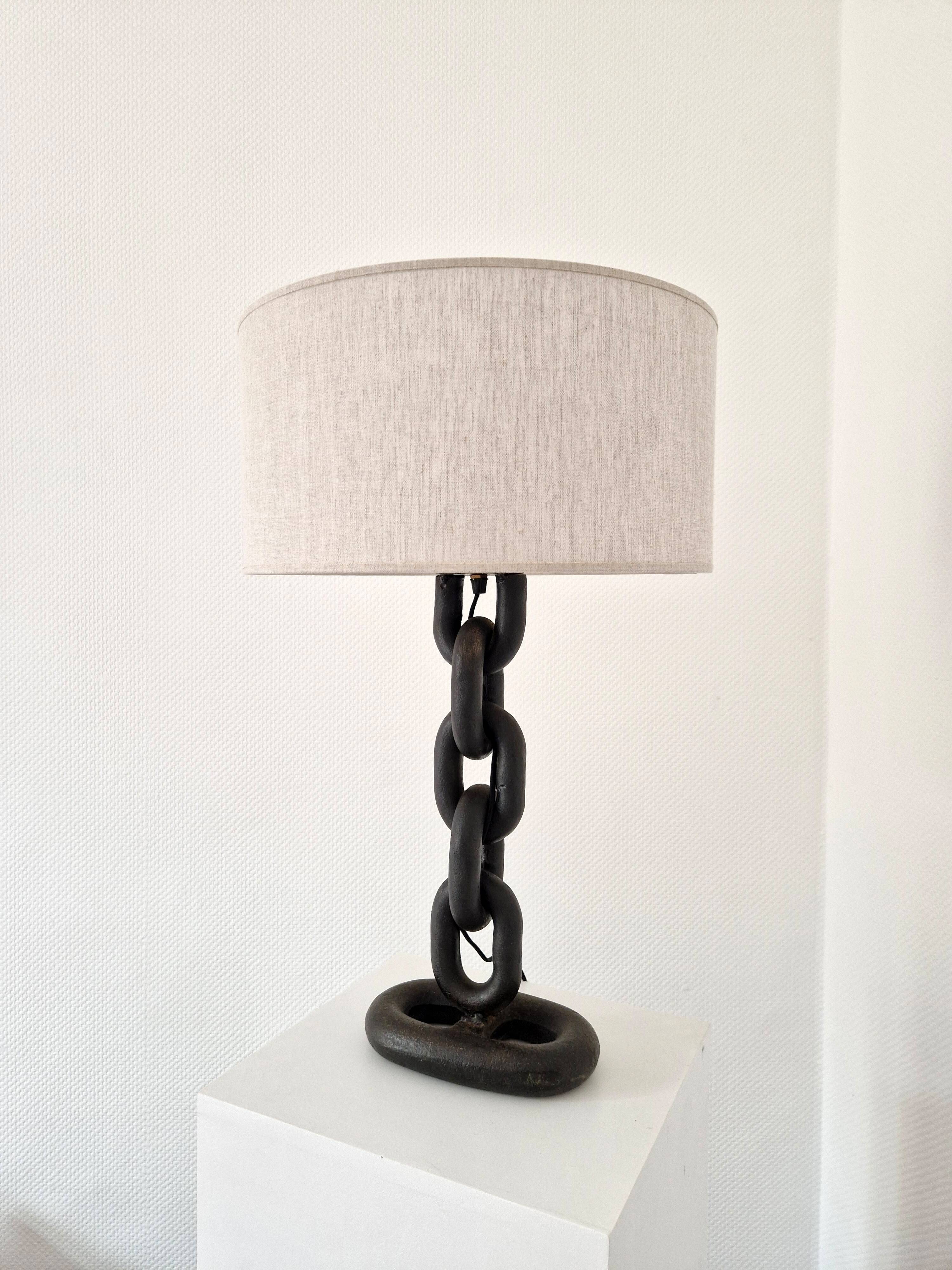 Brutalist lamp foot in boat chain links 1950