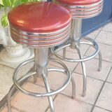 Paire de tabouret vintage fer et simili