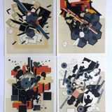 Set of 4 original lithographs by Alain Le Yaouanck 1978. The 4 elements.