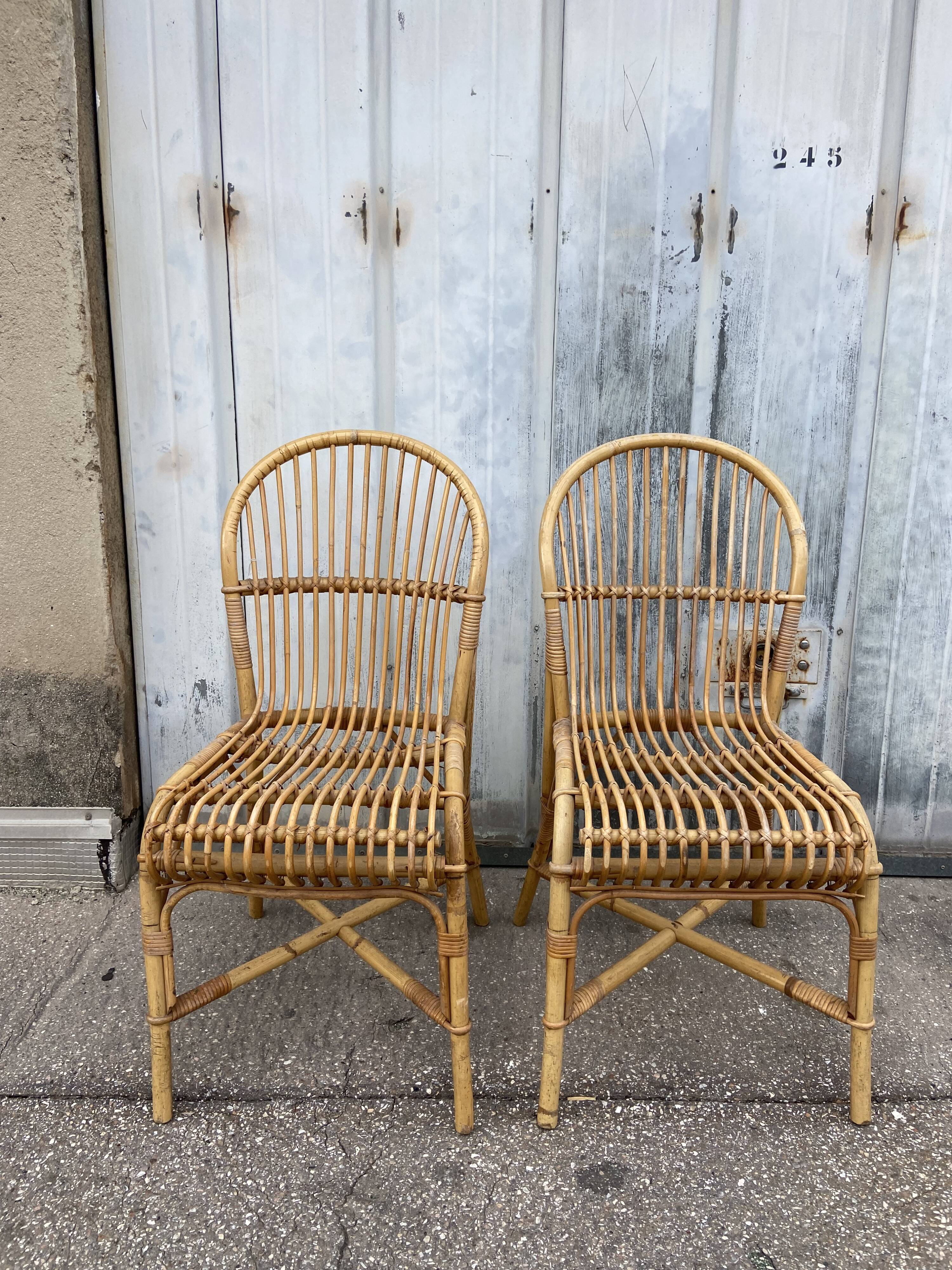 Pair of vintage rattan chairs