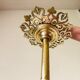 Art Deco pendant lamp brass rose window and diamond glass dome