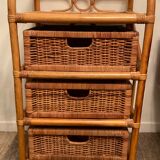 Vintage rattan storage cabinet from the 70s