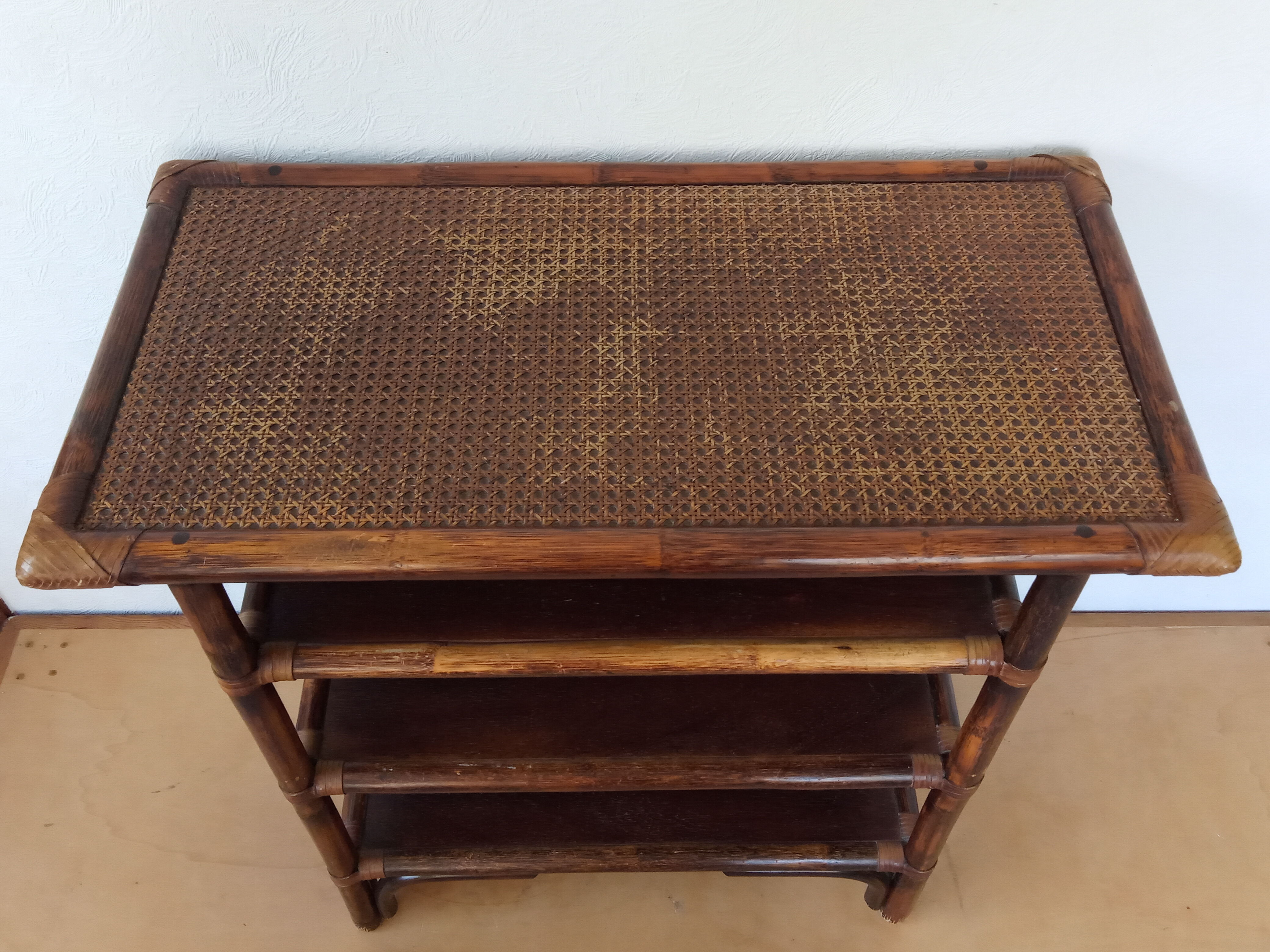 Rattan side table from the 70s/80s