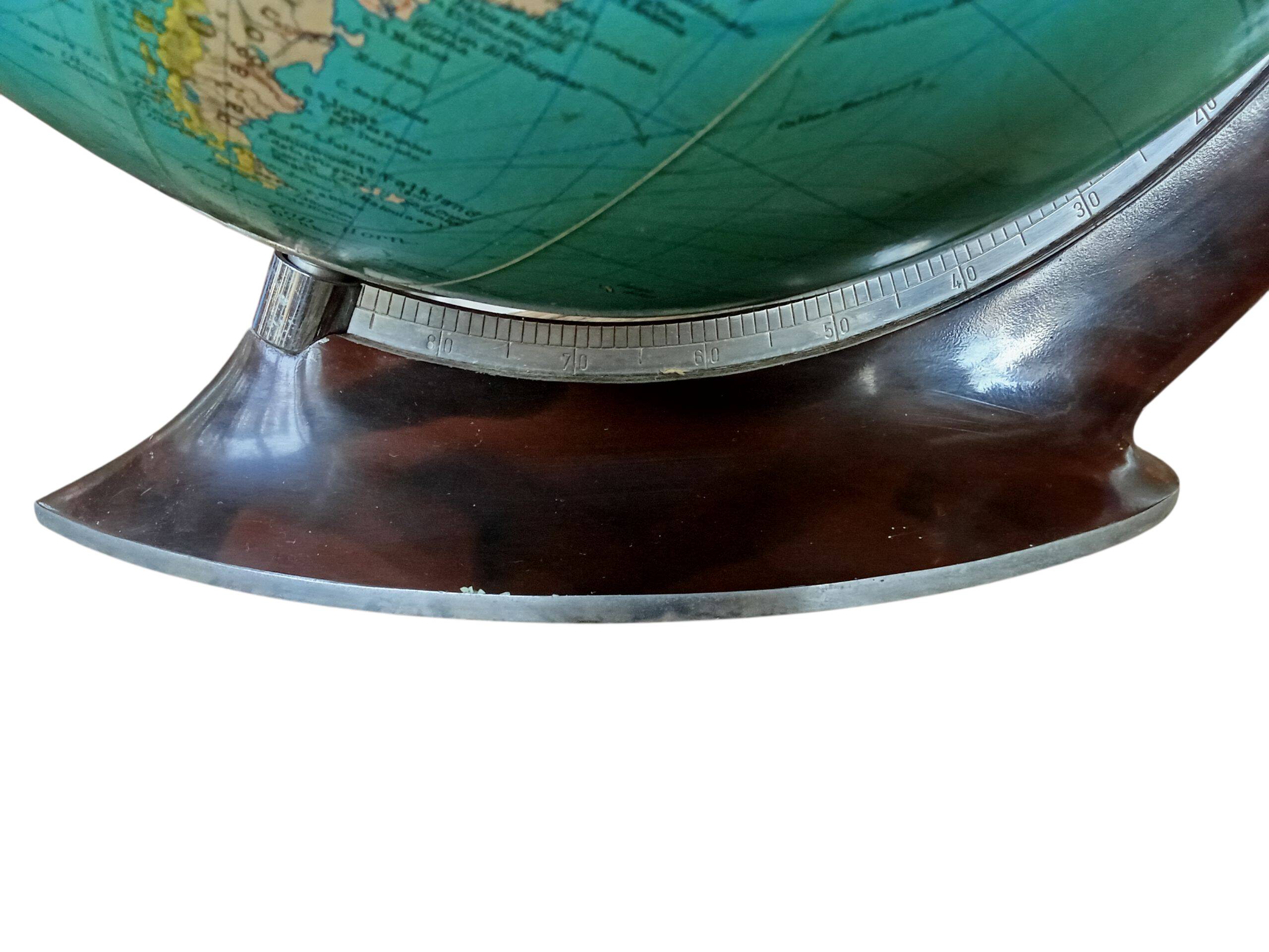 Ancien Globe Terrestre Verre  Lumineux Mappemonde Art Déco Colomb W. Jaden