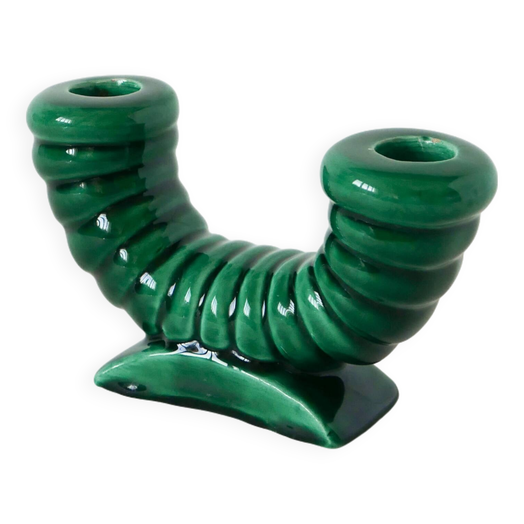 slip candle holder, Green, St Clément, 1960