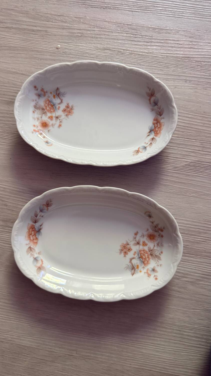 Set of 2 vintage oval serving dishes – Floral decoration – Mitterteich