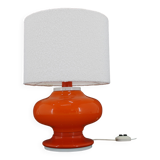 1970s Glass Table Lamp with Boucle Fabric Shade, Italy