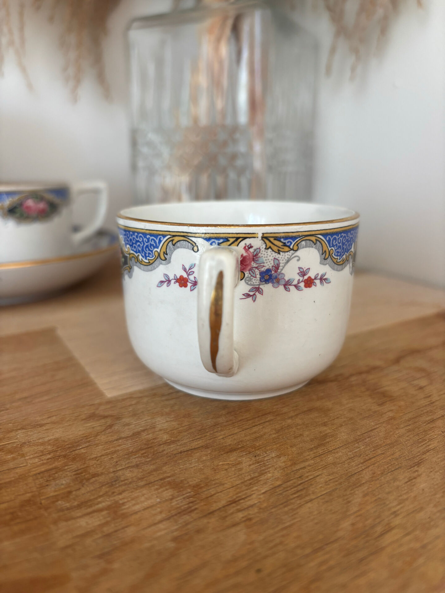 Set of 10 antique cups and saucers Digoin Sarreguemines