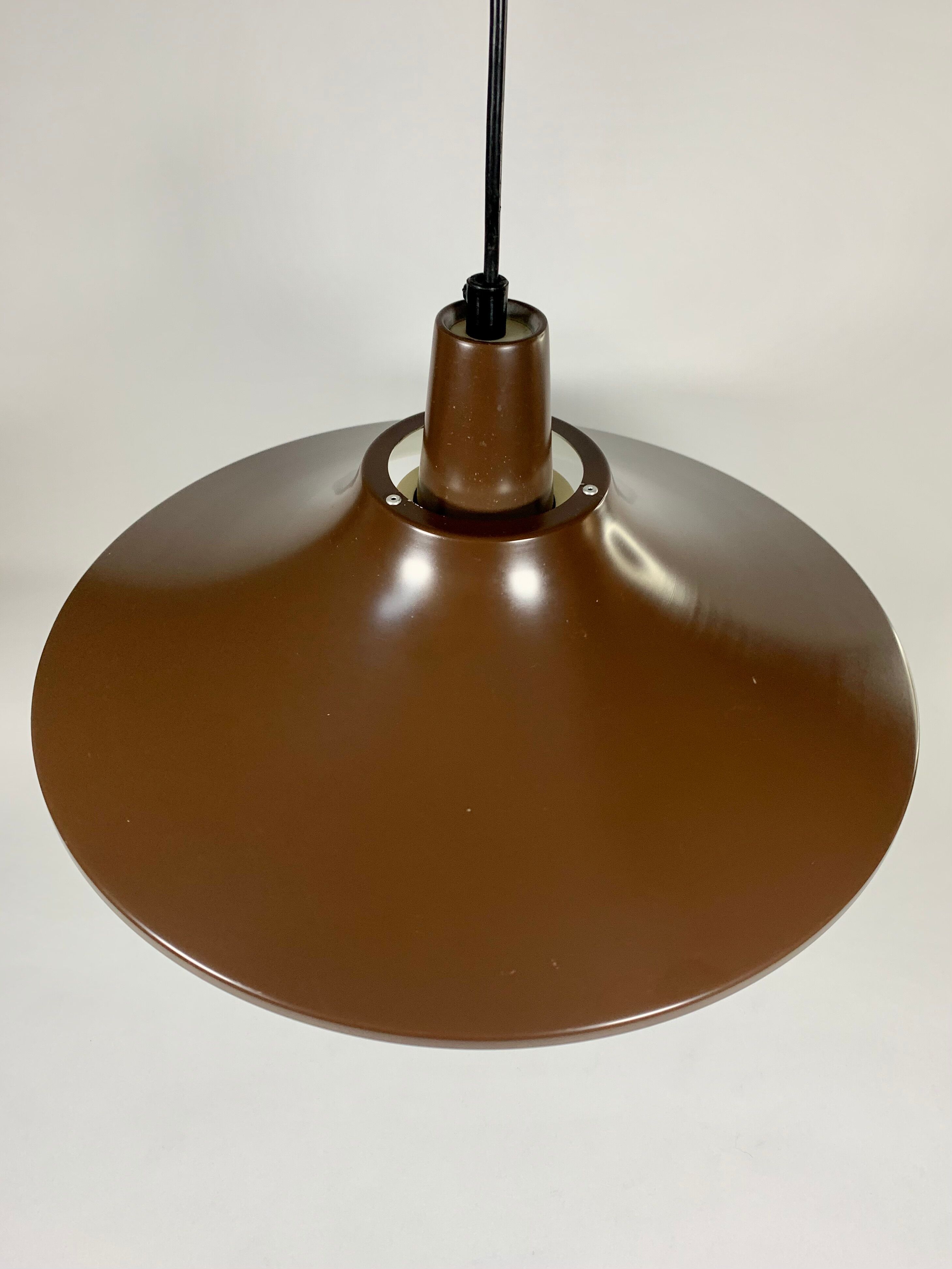 Suspension in chocolate lacquered aluminium produced in Denmark, Scandinavian design 1970-1980