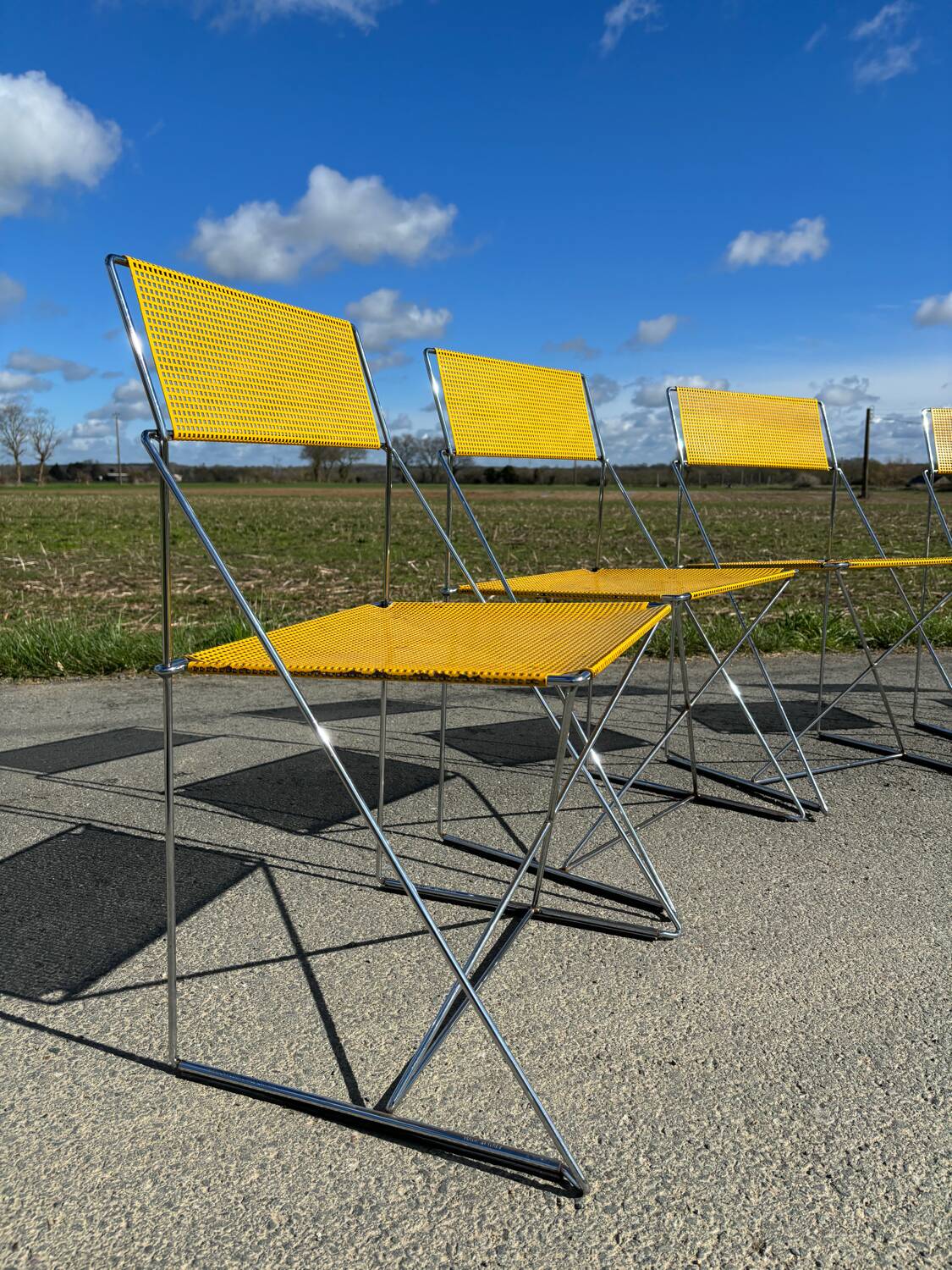 Set Of 6 Vintage Nuova X-line Design Chairs By Niels Jorgen Haugesen