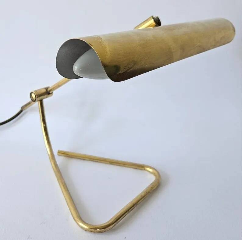 Rare Midcentury Brass Table or Desk Lamp OMI, Office or Bank, Germany, 1970s
