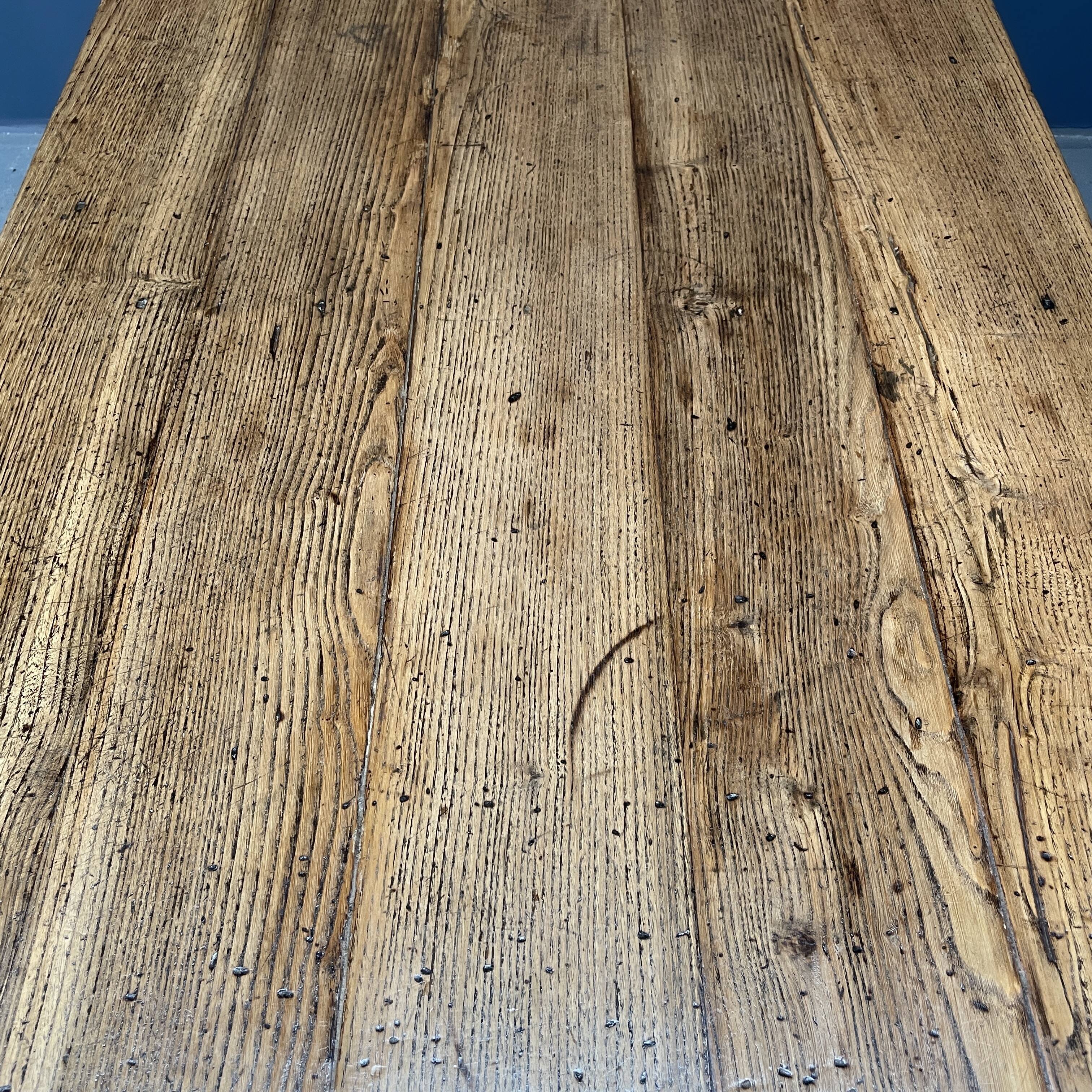 Large oak farmhouse table from France, early 1900s