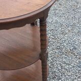 Vintage oak pedestal table with 3 shelves from the 60s