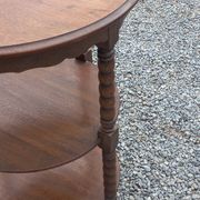 Vintage oak pedestal table with 3 shelves from the 60s