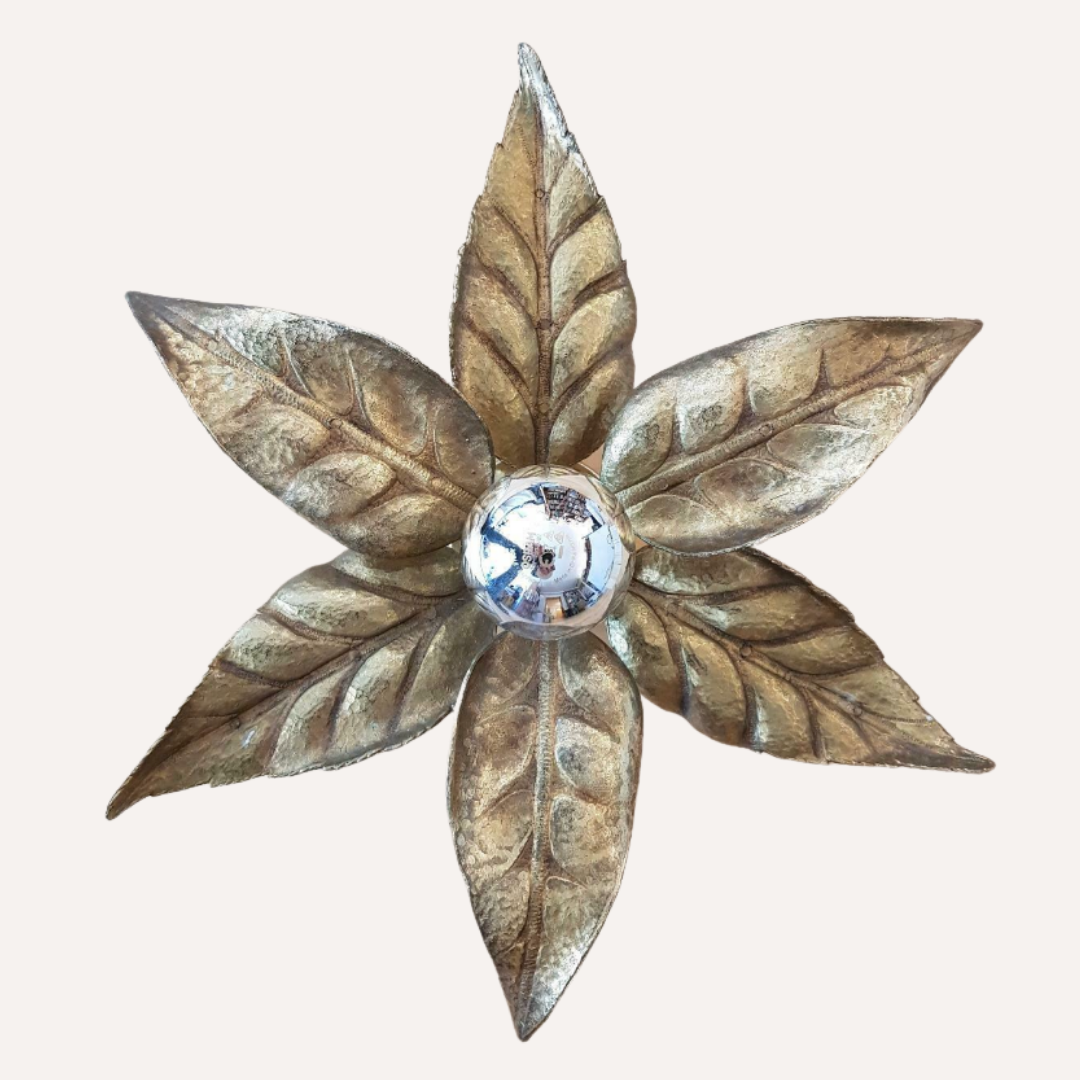 Brass flower floral wall sconce, Willy Daro for Massive, Belgium 1970s