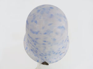 Lampe champignon en pâte de verre bleu tacheté blanche à 2 feux, style art Déco. Année 60