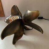 Lampe poisson vintage en laiton et verre