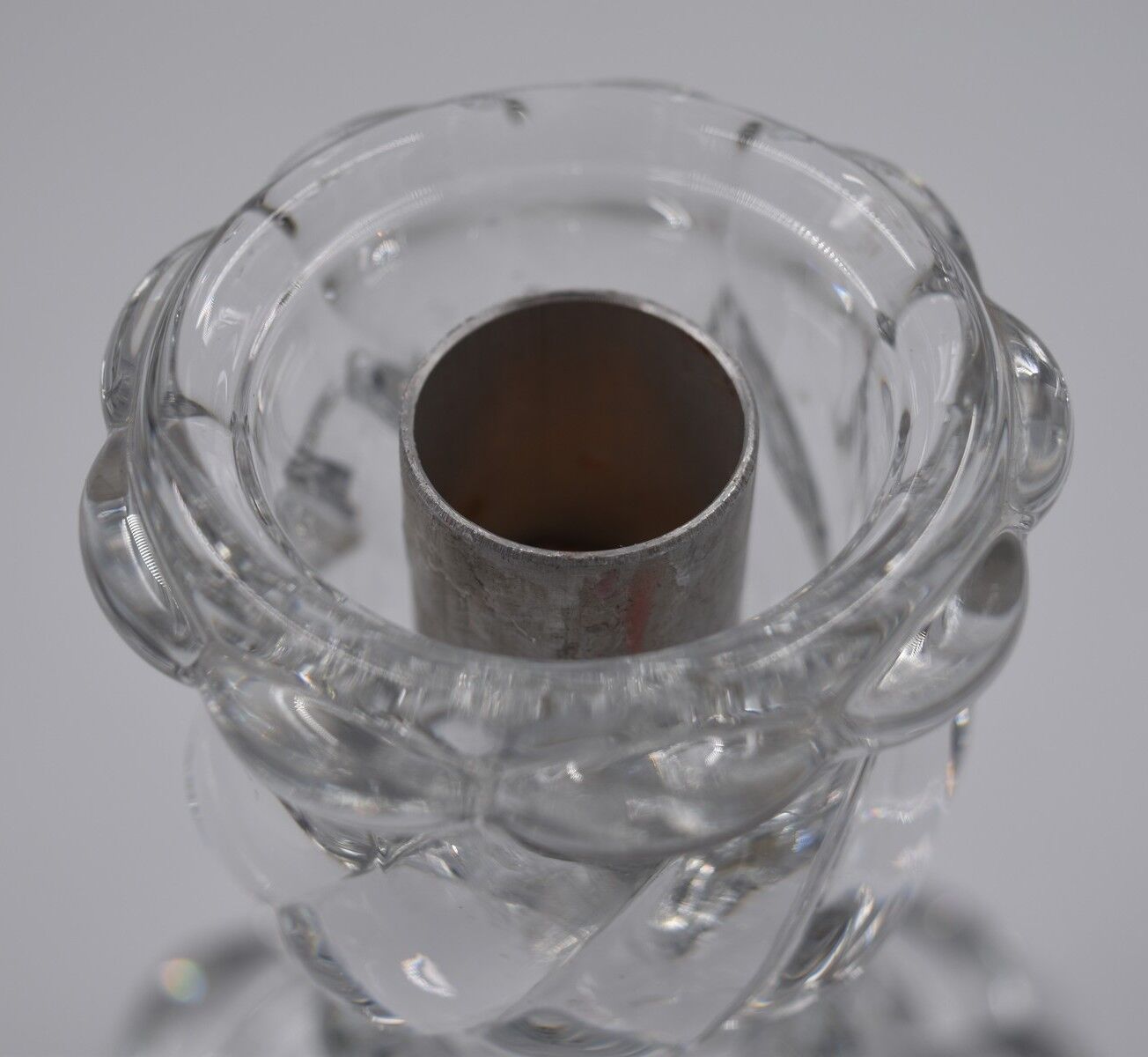 Baccarat: Bamboo-style crystal candlestick signed