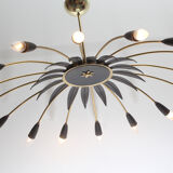1950s chandelier in brass for 16 bulbs, diameter 100cm