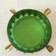 Vintage Green and Gold Crystal Ashtray / Mid-century Modern Glass Round Ash