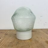 Vintage white porcelain ceiling light with frosted glass , 1970s