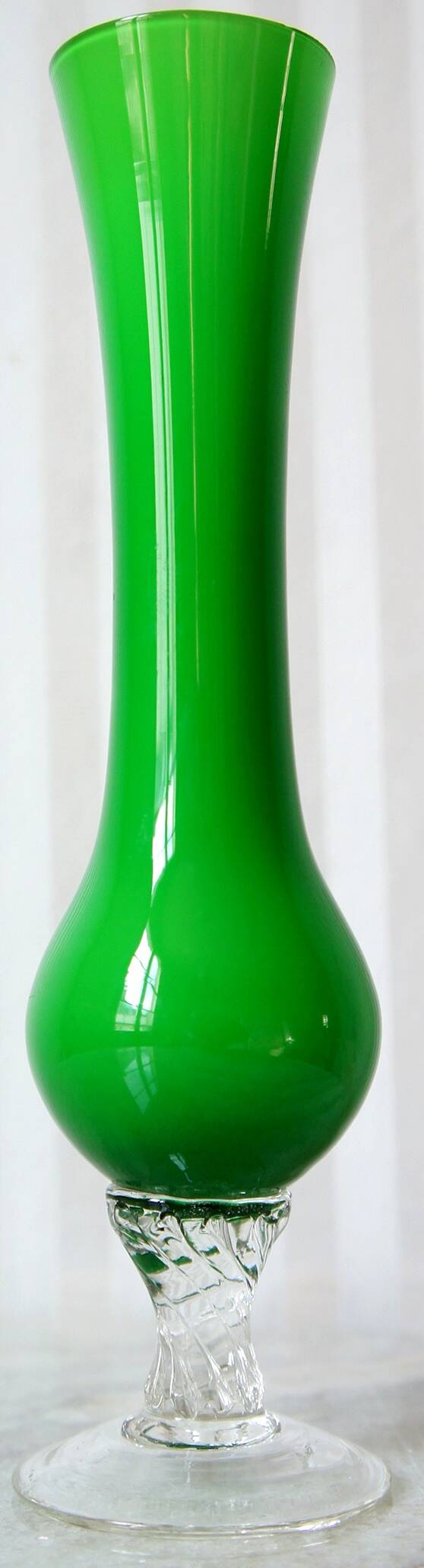 Green opaline soliflore vase 1960