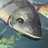 Congolese School Aquatic fauna Oil on canvas signed