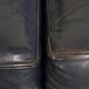 2.5-Seater Art Deco Sofa with Woodwork and Dark Blue Cowhide Leather