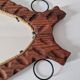 Brutalist mirror in wood and rope, free form.