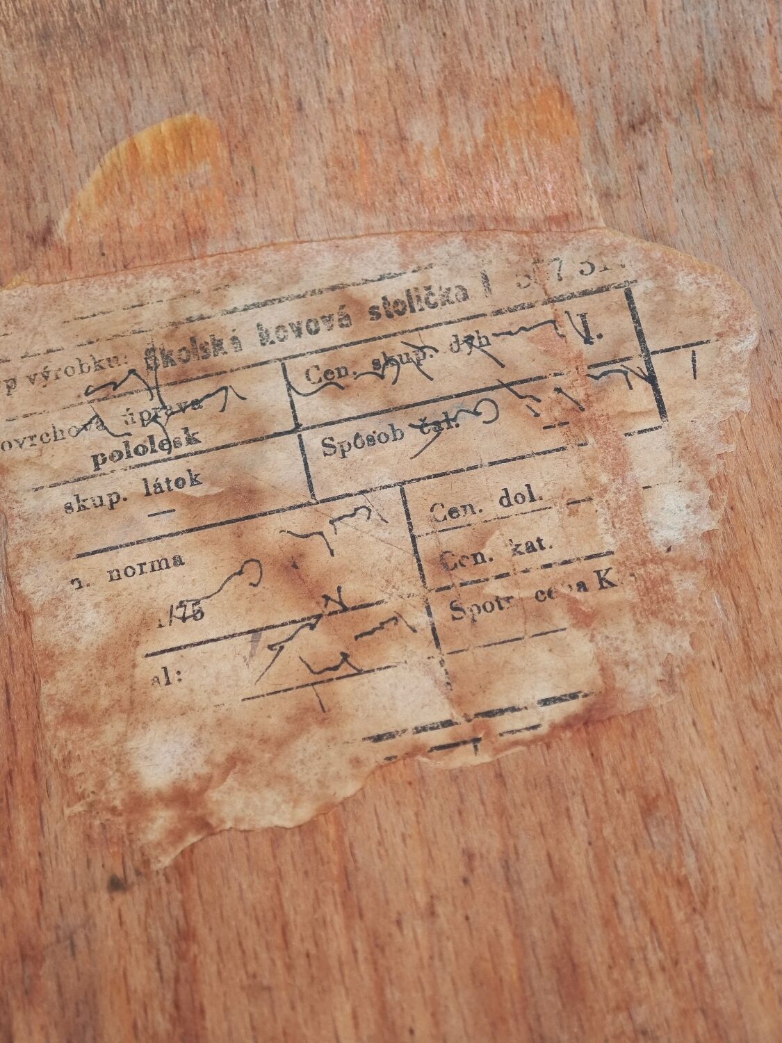 Set of 6 metal and wood school chairs  
Former Czechoslovakia 1960