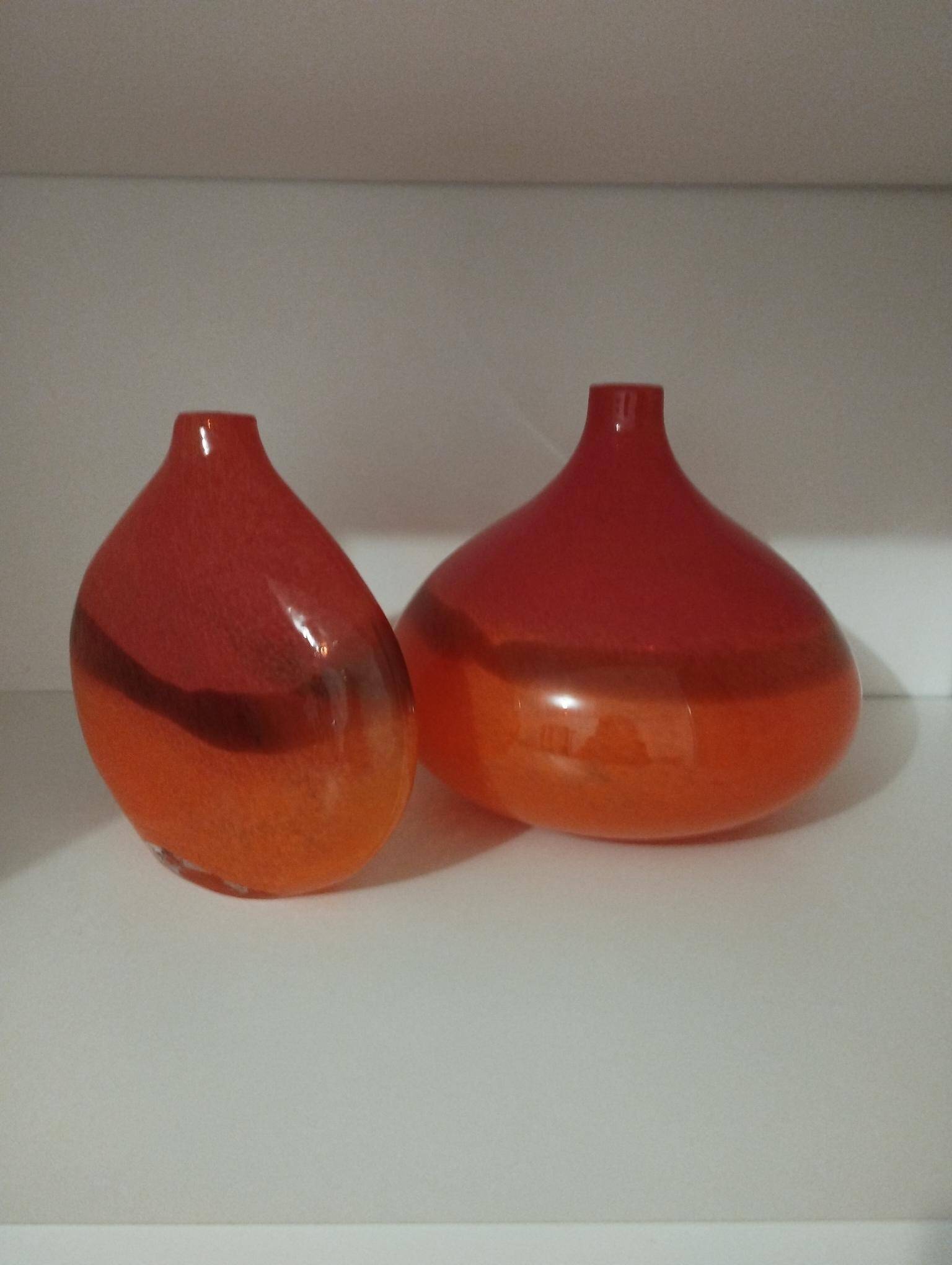 Pair or 2 glass paste vases from the 80s vintage.